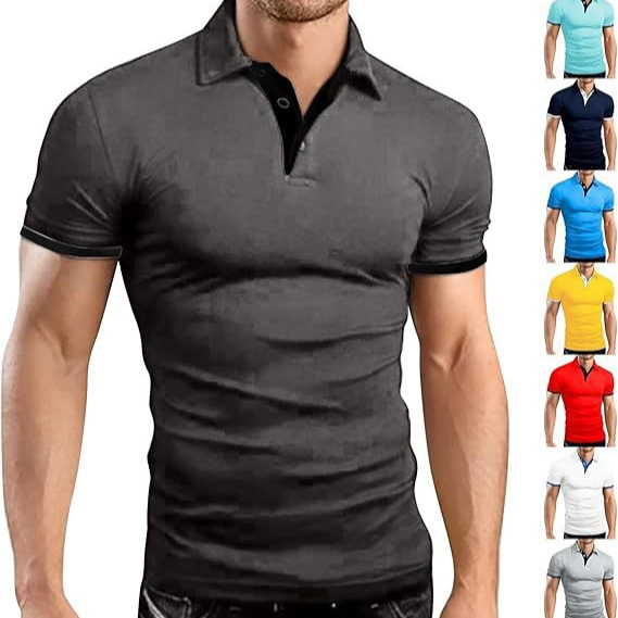 Foreign Trade Summer Amazon Cross-border Men's Short-sleeved T-shirt Summer Men's T-shirt Lel Polo Shirt Men's Top