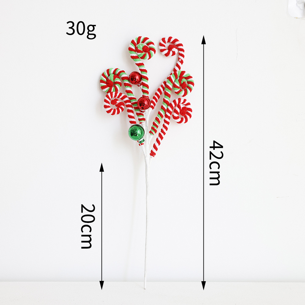 Decoraciones navideñas con bastones, pompones y dulces de felpa, para árbol de Navidad o fiestas