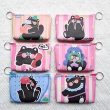 PU皮革数码印花新款韩版卡包零钱包甜美可爱小猫零钱包学生卡包