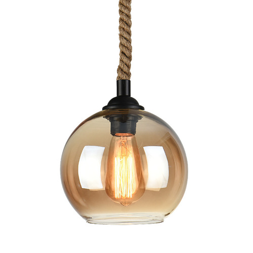 Cross-border modern loft American style personalized hemp rope retro lighting bar restaurant lamp creative glass clothing store chandelier