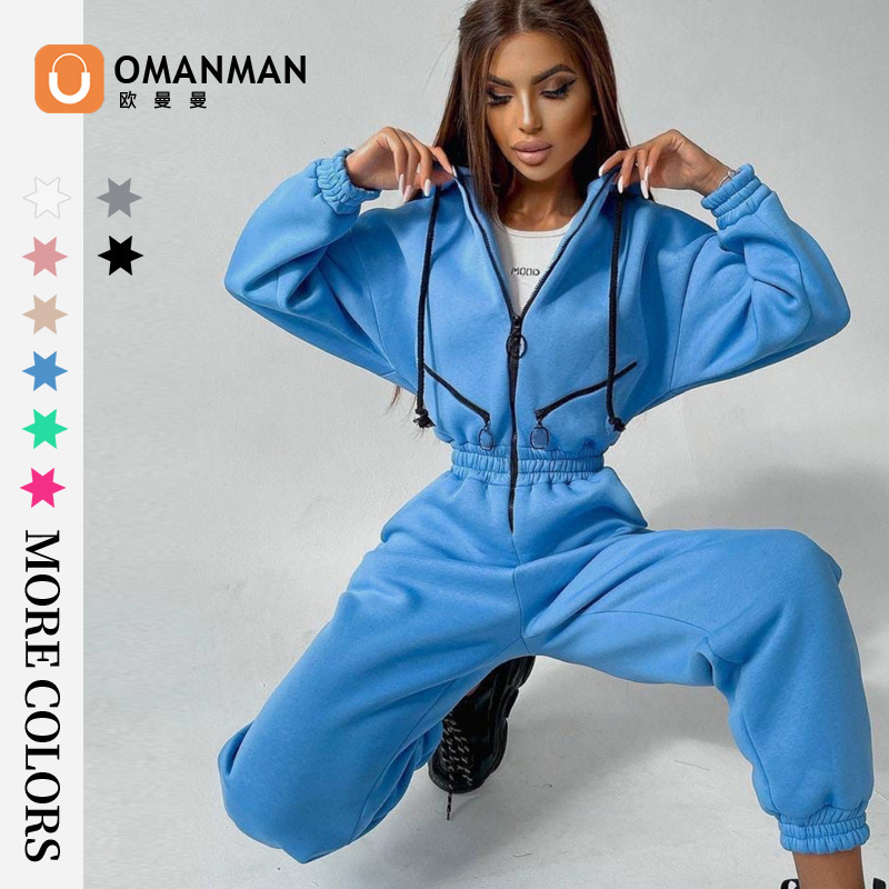 Oumanman 2026 Amazon Ebay Hot-Selling Popular Sports Casual Women's Hooded Jumpsuit Set Oumanman 2026 Amazon Ebay Hot-Selling Popular Sports Casual Women's Hooded Jumpsuit Set
