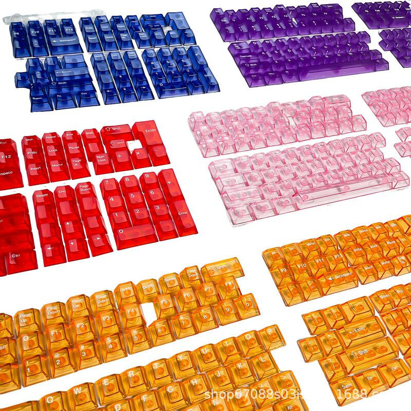 Red Burst Color Original Highly Transparent Keycap customized transparent PC material side engraved mechanical keyboard keycap