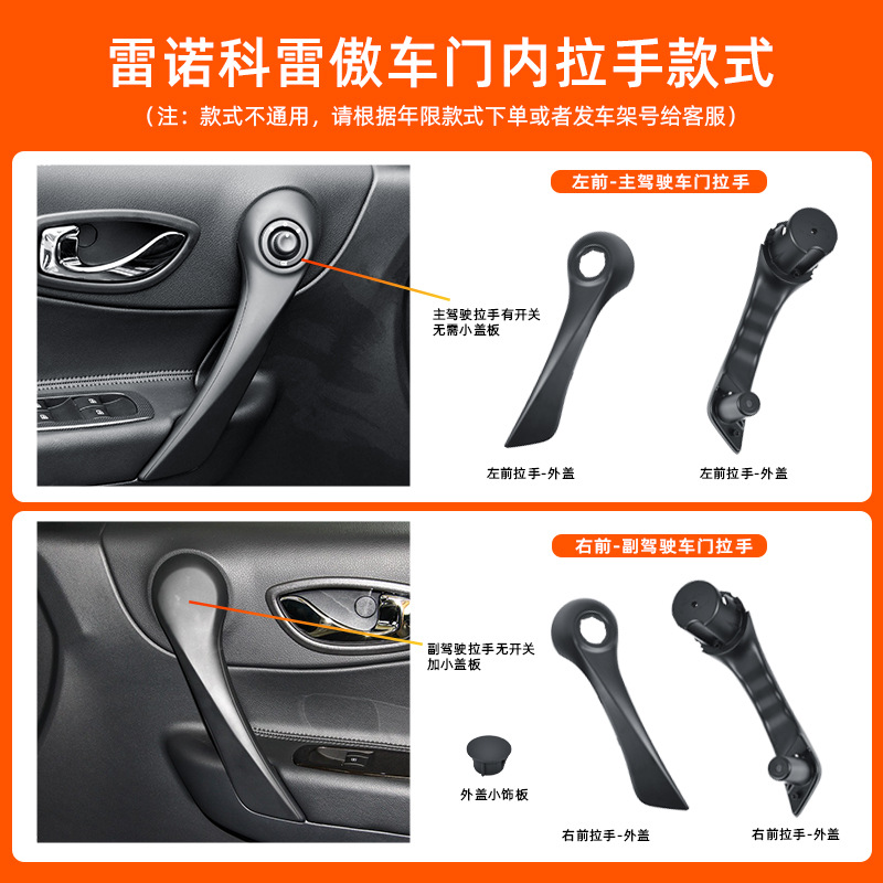 Suitable for Renault Koleos Interior Door Handle, Koleos 1 Front Door Handle Cover, Door Latch, Armrest Bracket