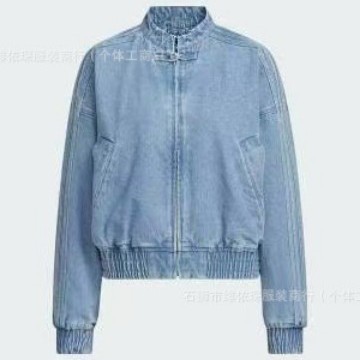 Cross-Border Foreign Trade Women's Clothing 2026 Spring European and American Style Lapel Long-Sleeved Distressed Denim Jacket for Women