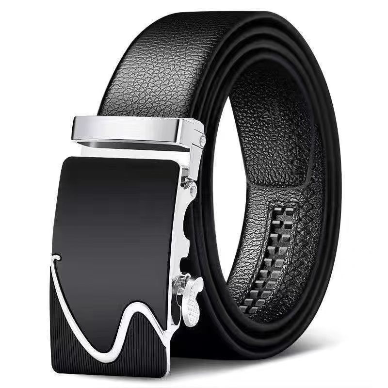 Cinturón de hombres de mediana edad, cinturón auténtico de abrazadera automática, cinturón de negocios de mediana edad de moda coreana, cinturón de negocios de jóvenes