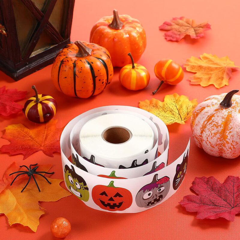 500 ステッカー/ロールハロウィンホリデーお祝い自己粘着ステッカーラベルシールステッカー特殊な形のカボチャ絵文字パッケージ落書き|undefined