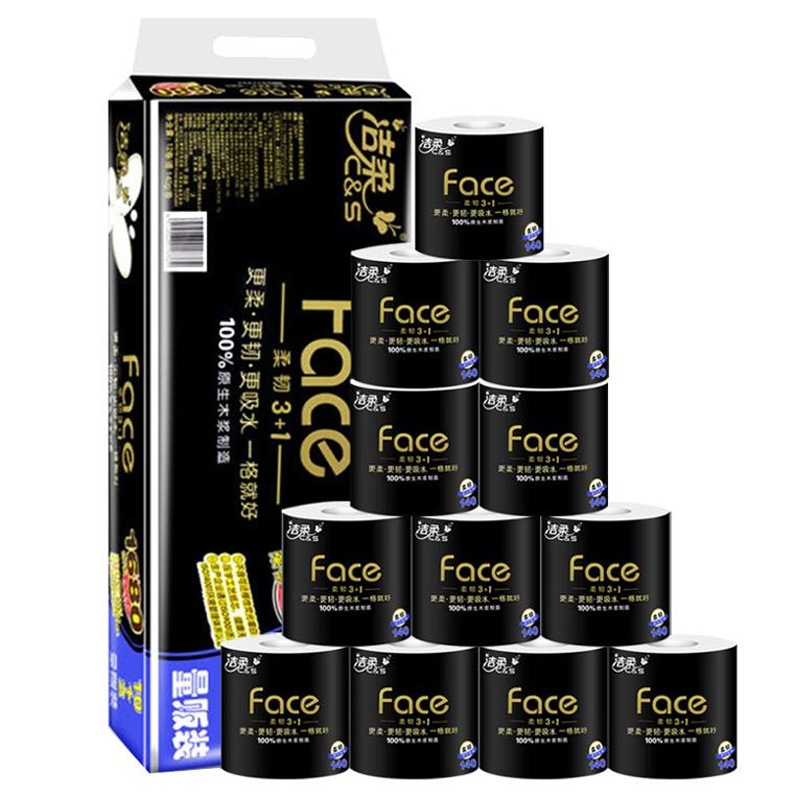 Jierou Toilet Paper 4 Layers 140g *12 Rolls/10 Rolls Thickened Black Face Family Value Pack Paper Towels Bj168-12 Jierou Toilet Paper 4 Layers 140g *12 Rolls/10 Rolls Thickened Black Face Family Value Pack Paper Towels Bj168-12