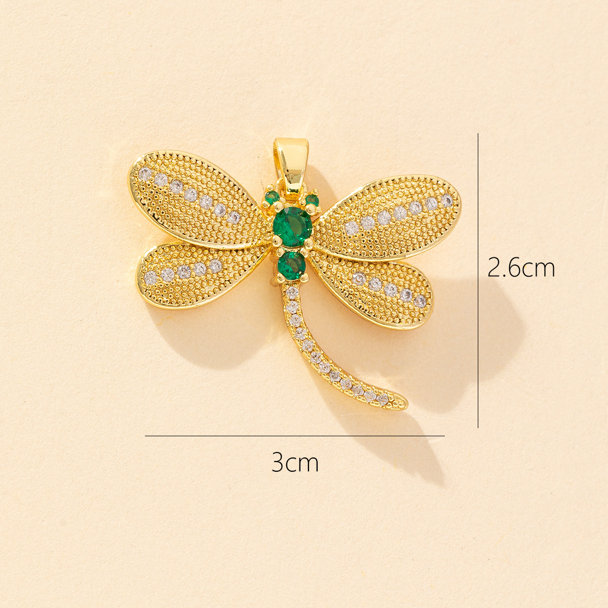 1 Piece Copper Zircon Dragonfly Pendant display picture 4