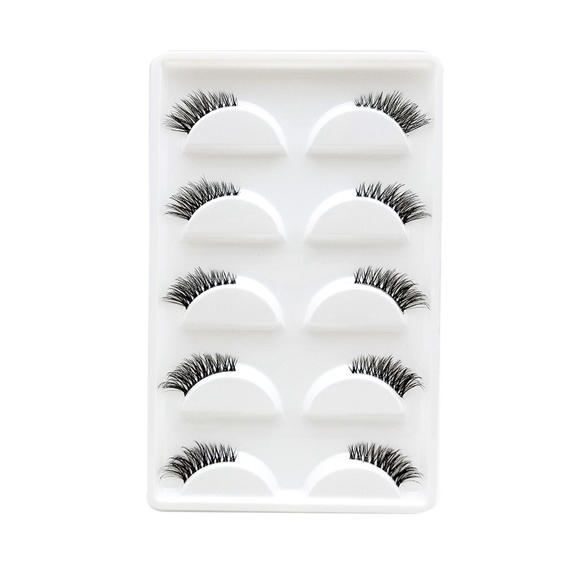 Cinco pares de pestañas postizas de medio ojo comercio exterior Barbie ojos gruesos y rizados cola más pestañas largas de una pieza al por mayor