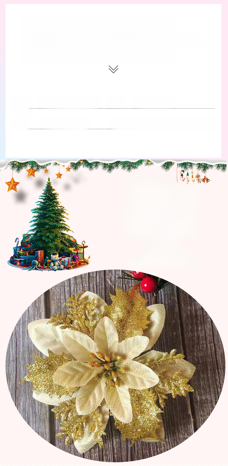 Spot all'ingrosso singolo oro polvere fiore di Natale simulazione fiore albero di Natale ciondolo decorativo fiore corona accessori regali per le feste_voghion.com