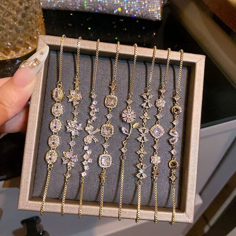欧美精致微镶锆石钛钢手链女轻奢小众高级感抽拉可调节手环手饰品