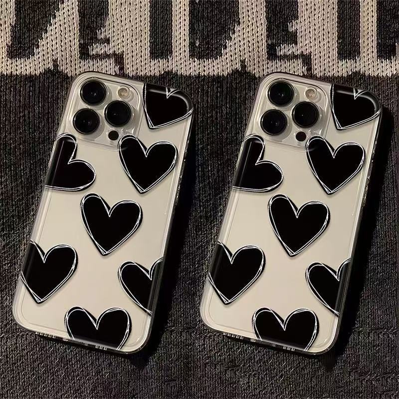Love Black Apto iphone16promax funda para teléfono móvil transparente Apple 15/14pro Japón y Corea del Sur 13/12/11