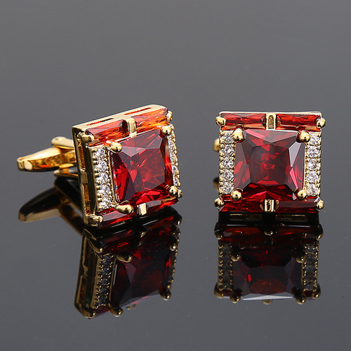 Tough square diamond men's zircon crystal cufflinks light luxury French shirt suit cufflinks cufflinks cross-border