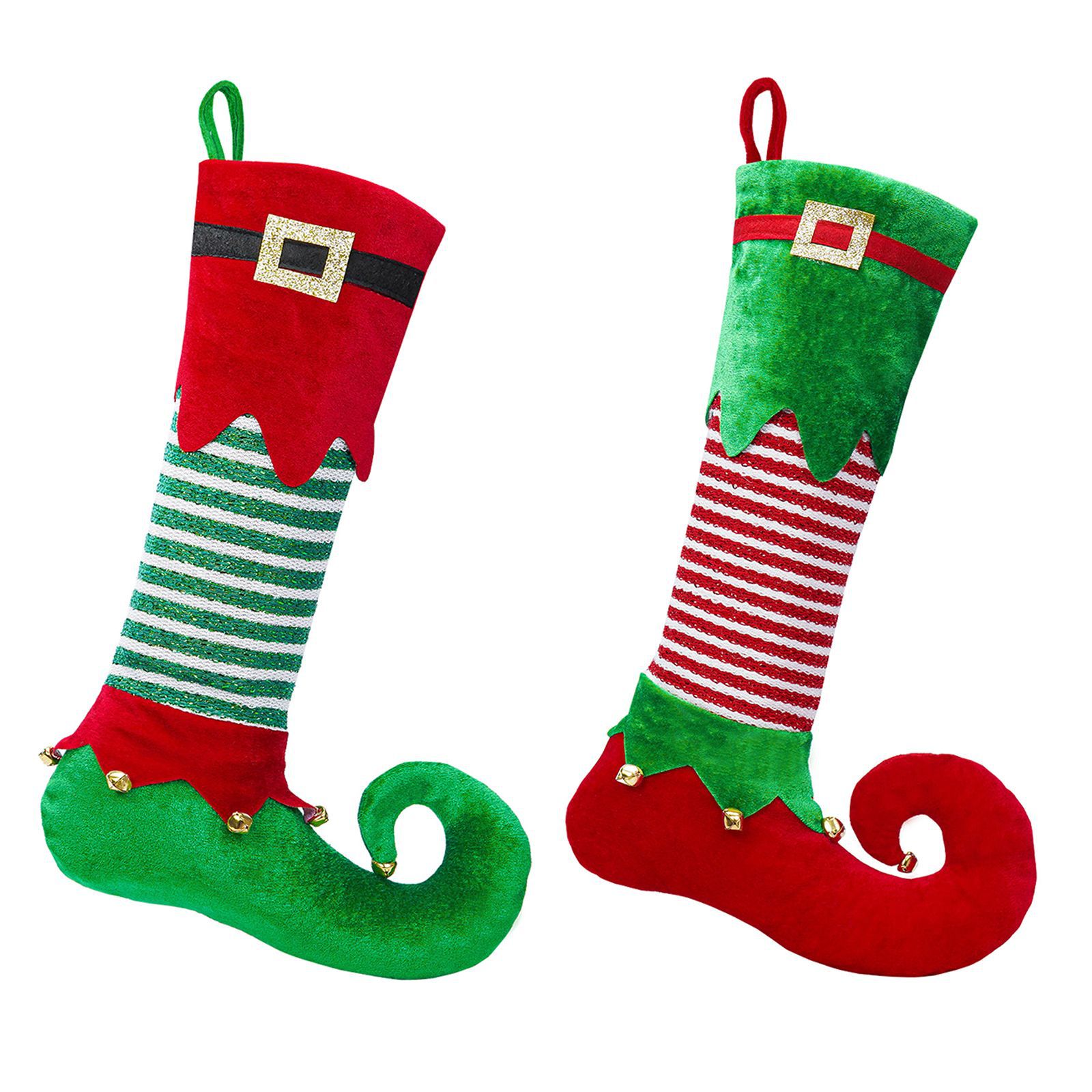 Nuevas decoraciones navideñas transfronterizas calcetines de navidad con campana elfo calcetines con letras regalo colgante de árbol de navidad
