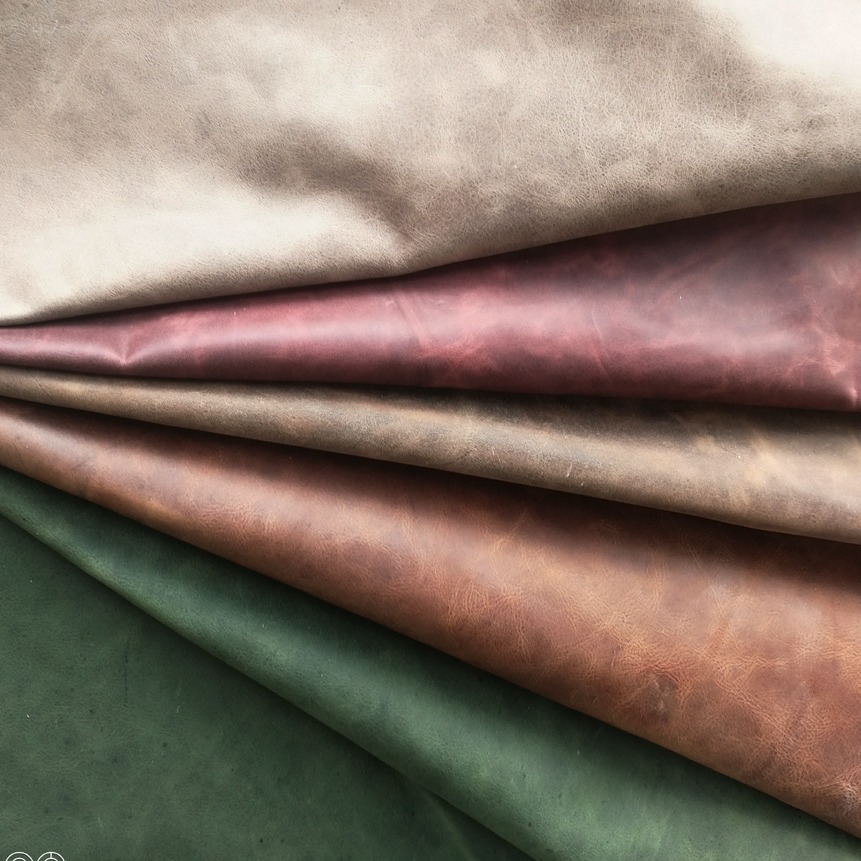 特价处理1.2-1.4mm厚A级彩色油蜡疯马皮