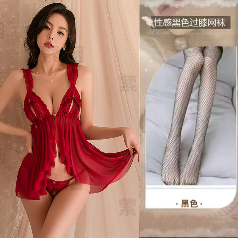 0883 버건디 + 블랙 망사스타킹