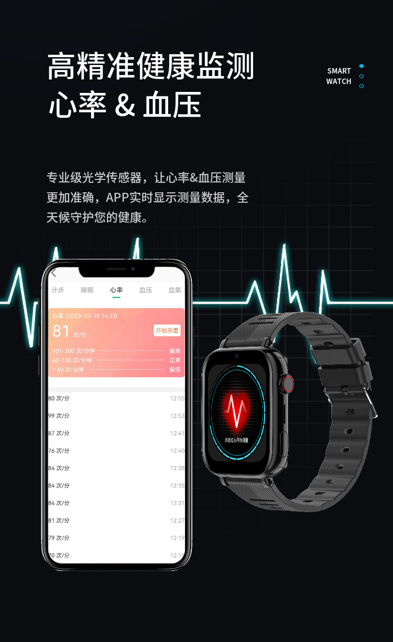 4G full-network compatible elderly smartwatch with positioning, intelligent voice and video, pc end with background anti-loss, and mobile phone anti-loss undefined