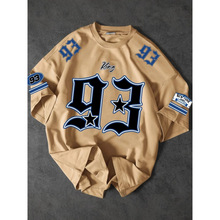 一件起批休闲简约数字93时尚基础恤来图制领短袖外贸爆款上衣男装