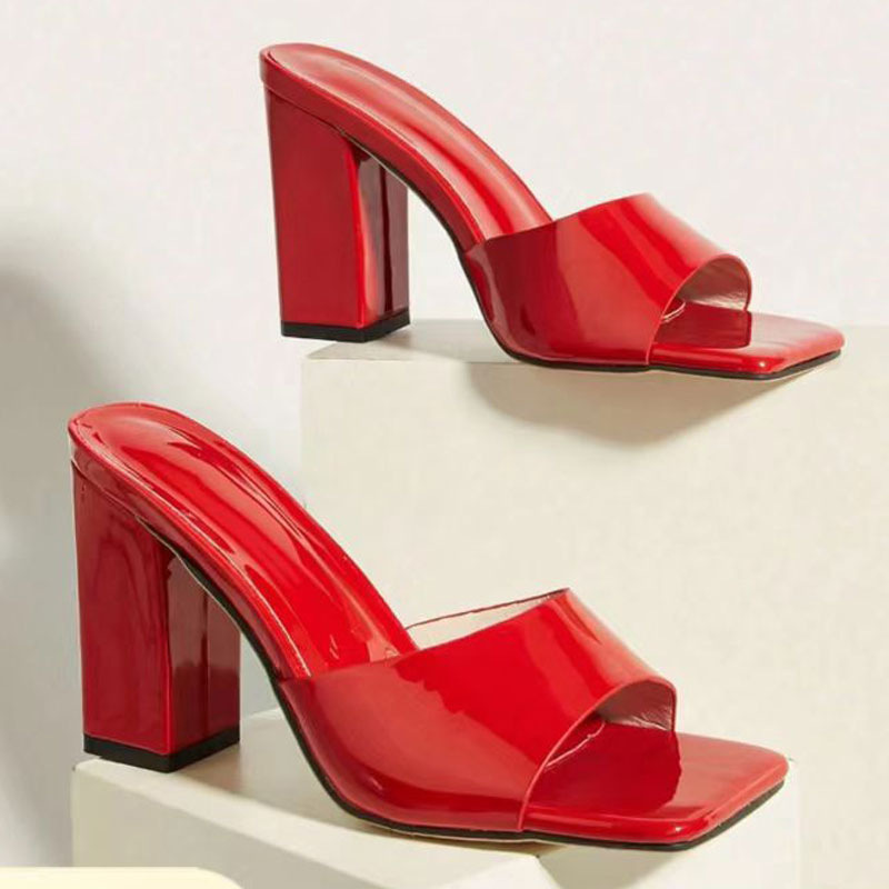 Summer New High-heeled Slippers Thick High-heeled Transparent Square High-heeled Slippers European and American Fashion Sexy in stock Sandals