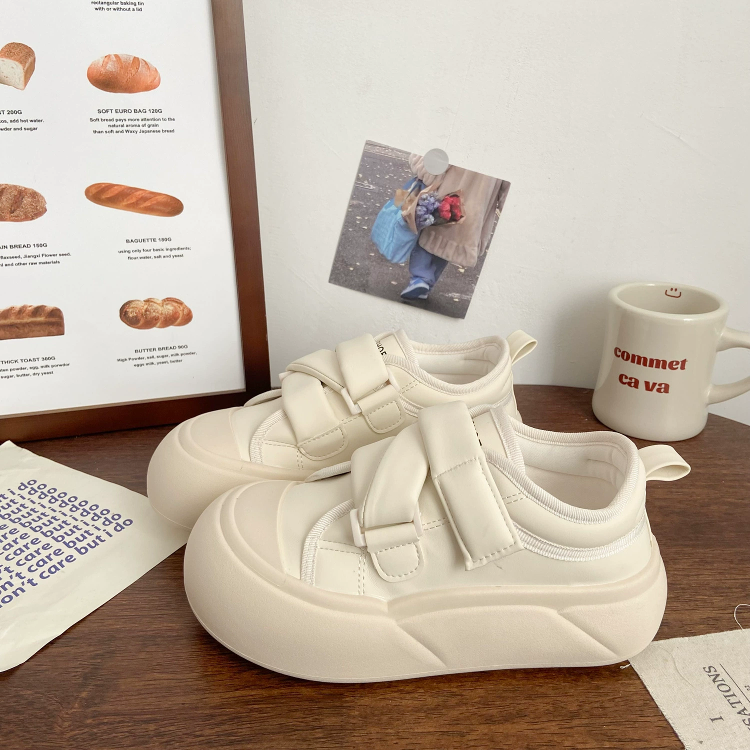 Белые кремовые туфли на Velcro, обувь, высокие кроссовки, корейский стиль