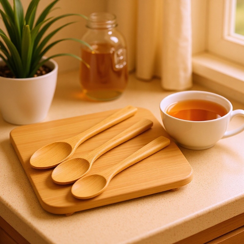 Premium Selection Creative Wooden Tableware Dessert Thickened Long Handle Stirring Household Coffee Spoon_voghion.com