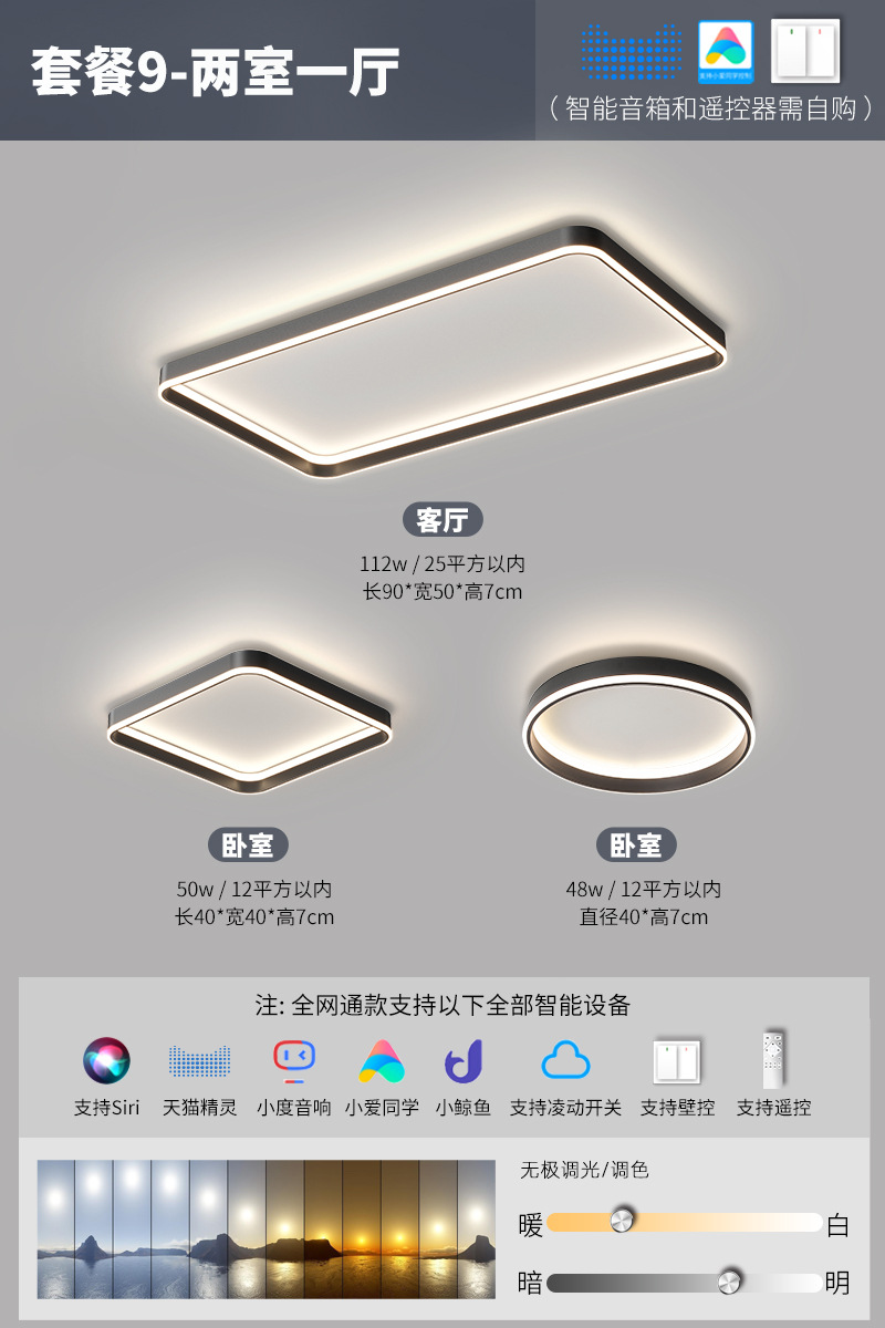 Luz de techo simple nuevo paquete de lujo inteligente de lujo luminaria de techo 2023 combinación de sala de estar moderna