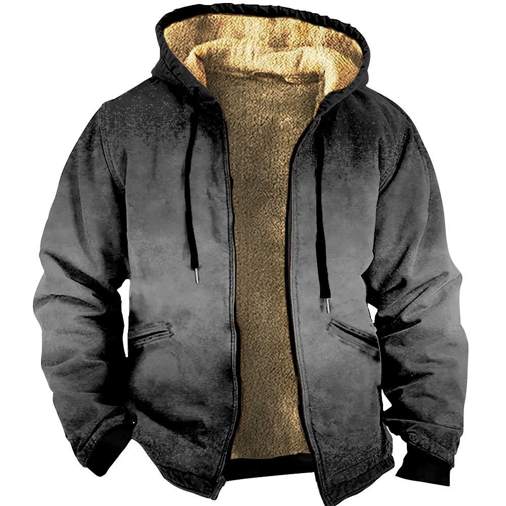 Patrón de multi-color transfronterizo europeo y americano impresión 3D Impresión digital suéter con capucha forro marrón Chaqueta de algodón acolchado