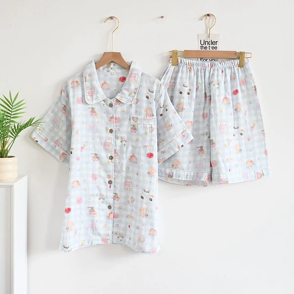 Blue plaid bear shorts