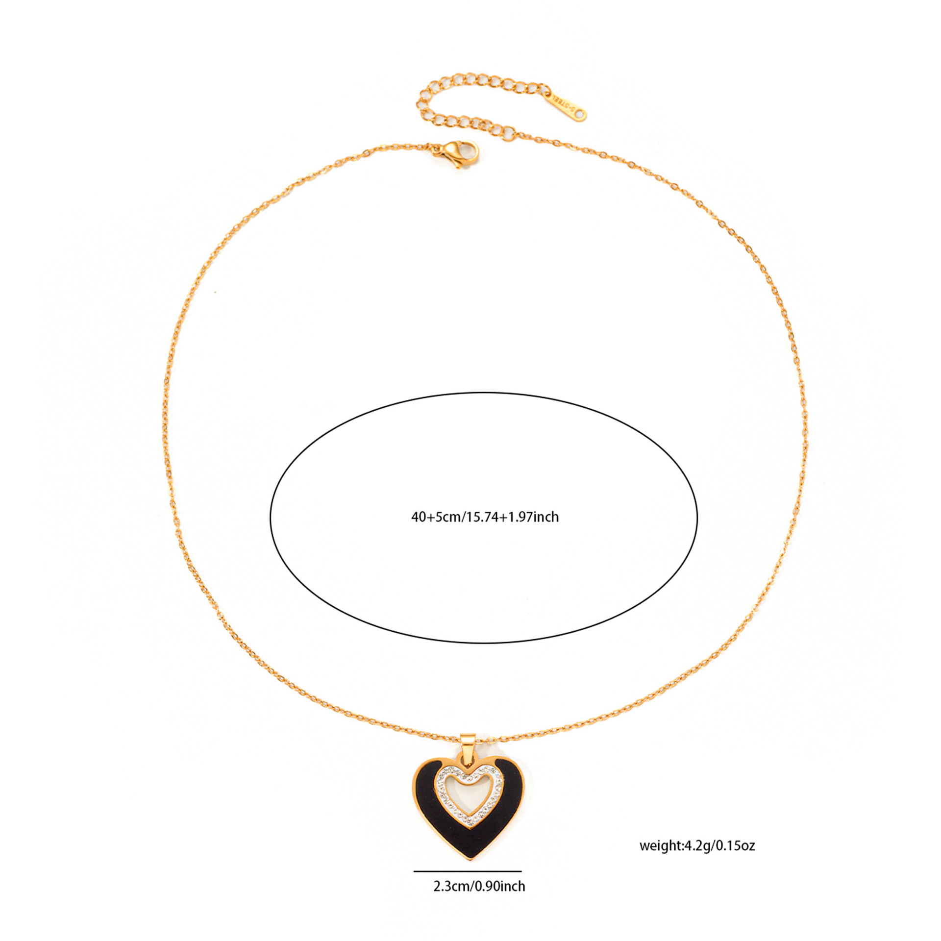 8g Weight 0.03µm Gold Plating Thickness Electroplated Gold Plating Process Golden Plated Plating Material Zircon Inlay Material Jewelry Set Classification cable chain Chain Type 1 Set Quantity Casual Occasion 201 Stainless Steel Material Heart Shape Pattern Women's Gender Basic Style Plating Craft Wholesale Jewelry Basic Heart Shape Titanium Steel Zircon Plating Jewelry Set 19