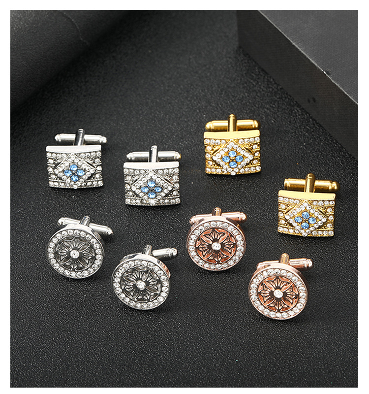 New Fashion Diamond-studded Metal Cuff Nails Round Men's Shirt Buttons display picture 1