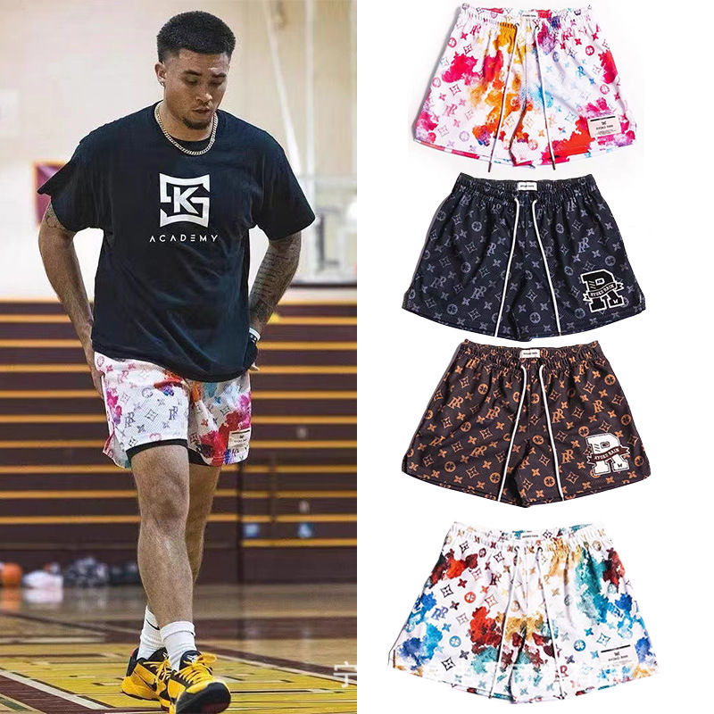 Summer hot fashion brand American RR leisure sports slimming breathable loose quick-drying mesh basketball shorts for men and women