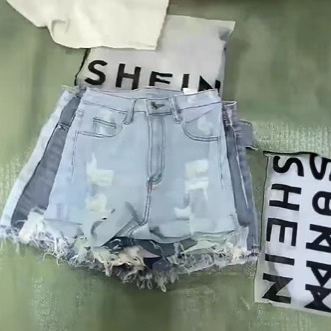 SHEIN comercio exterior pantalones cortos jeans de verano casual versátil pantalones cortos de moda mujeres al por mayor transfronterizos Xiyin productos de cola a bajo precio