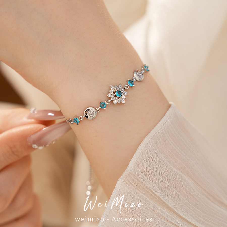 Pulsera de flor de nieve de piedra de copo de nieve ligera de lujo nicho de alto nivel pulsera temperamento exquisito personalidad joyería de moda al por mayor image 5