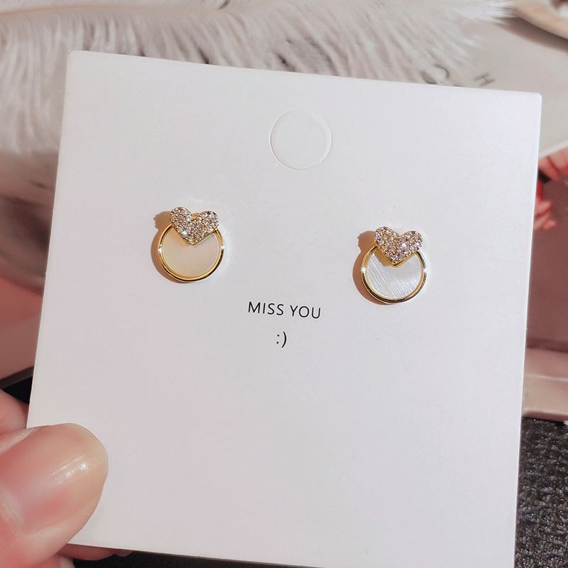 Fashion Heart-shape Rhinestone Circle Earrings display picture 3