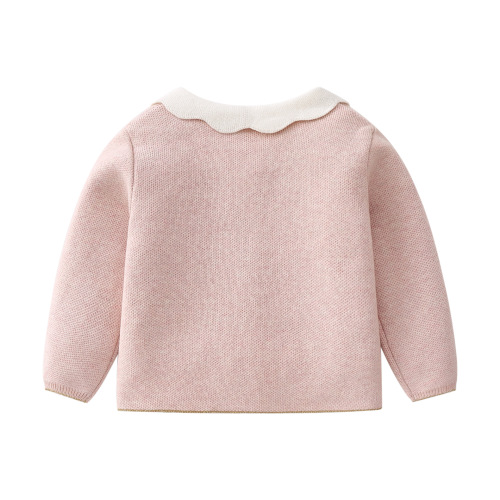 Children's clothing 2024 Autumn New Arrival Pink Chanel-style 1-3 year old girl cotton knit sweater and skirt set