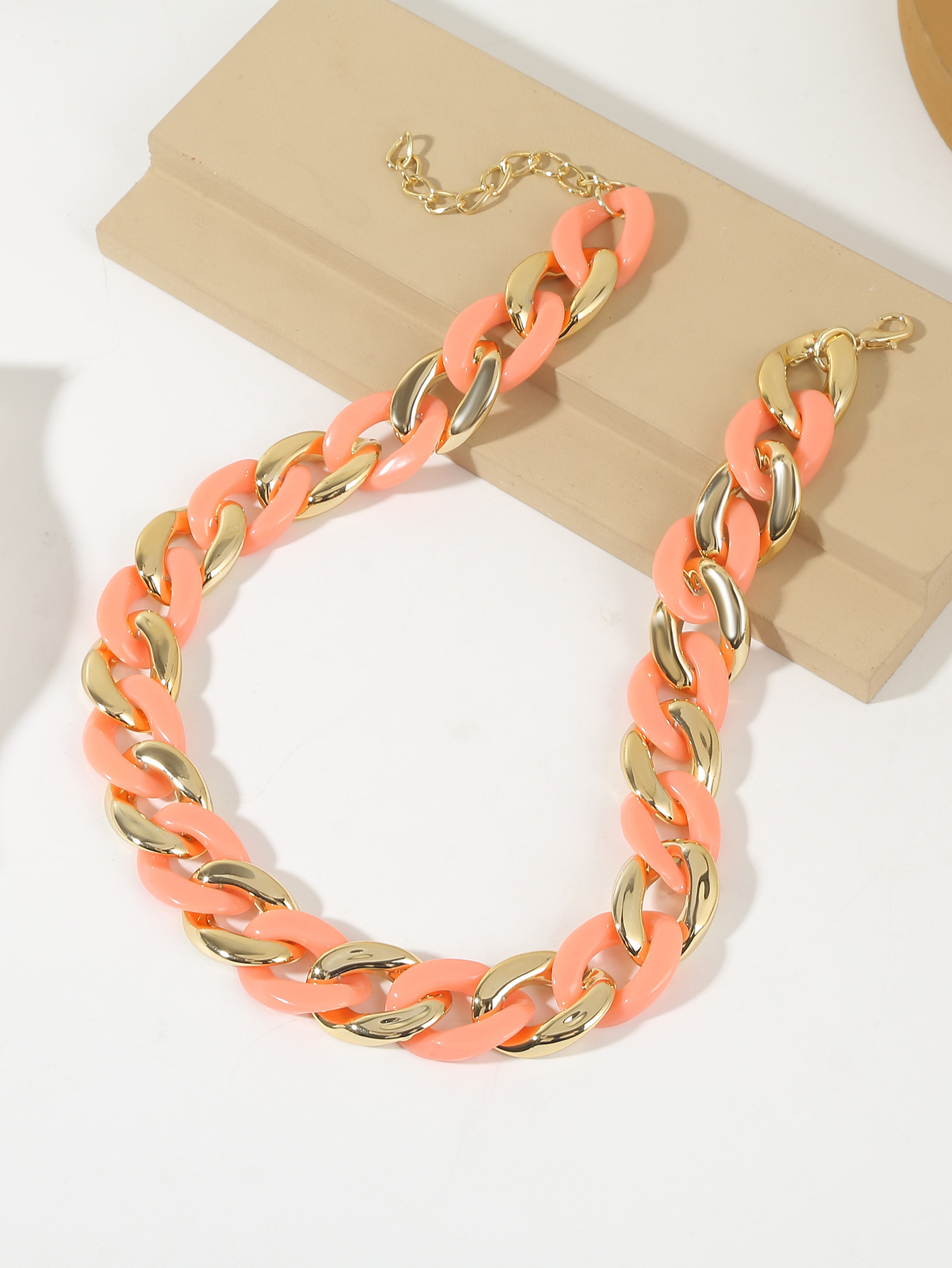 Bunte Acryl Gliederkette Im Macaron Design Damen Statementkette_voghion.com