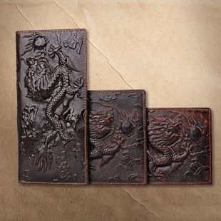Retro Exquisite Hand-Embossed Genuine Leather Men's Wallet Long Crocodile First Layer Cowhide Large Capacity Multi-Card Slot Wallet