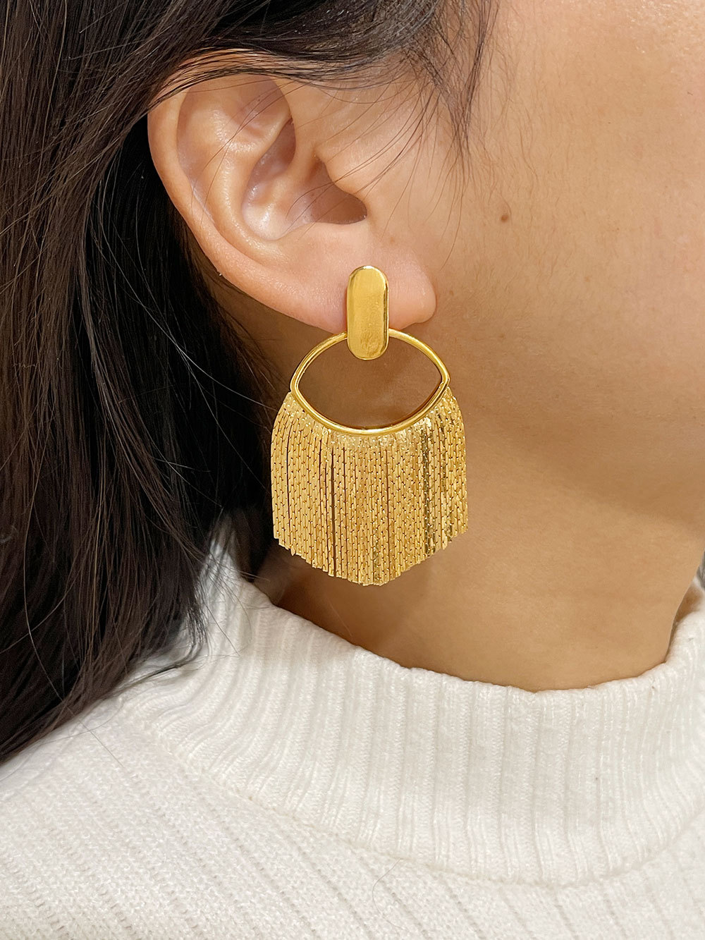 Simple Style Tassel Copper Plating Drop Earrings 1 Pair display picture 1