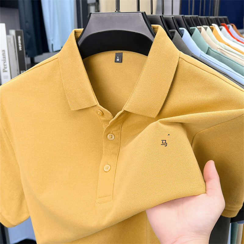 High-End Embroidered Men's Polo Shirt Short-Sleeved Lapel Casual Business Pony Logo Collar Pineapple Shirt Men's T-Shirt Wholesale