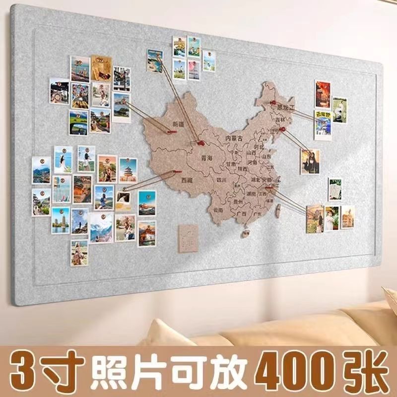World Map Wall Sticker Travel Photo Footprint Check-In Marker Guest Decorative Board Wall China