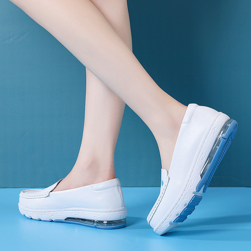 Air-cushion nurse shoes for women with soft soles, breathable, comfortable, non-slip, deodorant, genuine leather, hospital and clinic work white shoes and velvet cotton shoes