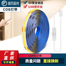 5VCOB软灯带USB带开关COB8MM320灯厨房镜框室灯条跨境爆品