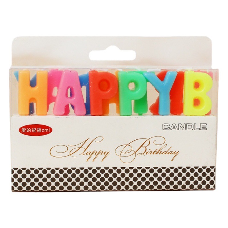 Vela de cumpleaños al por mayor creativo happybirthday letras inglesas Feliz cumpleaños pastel sin humo vela