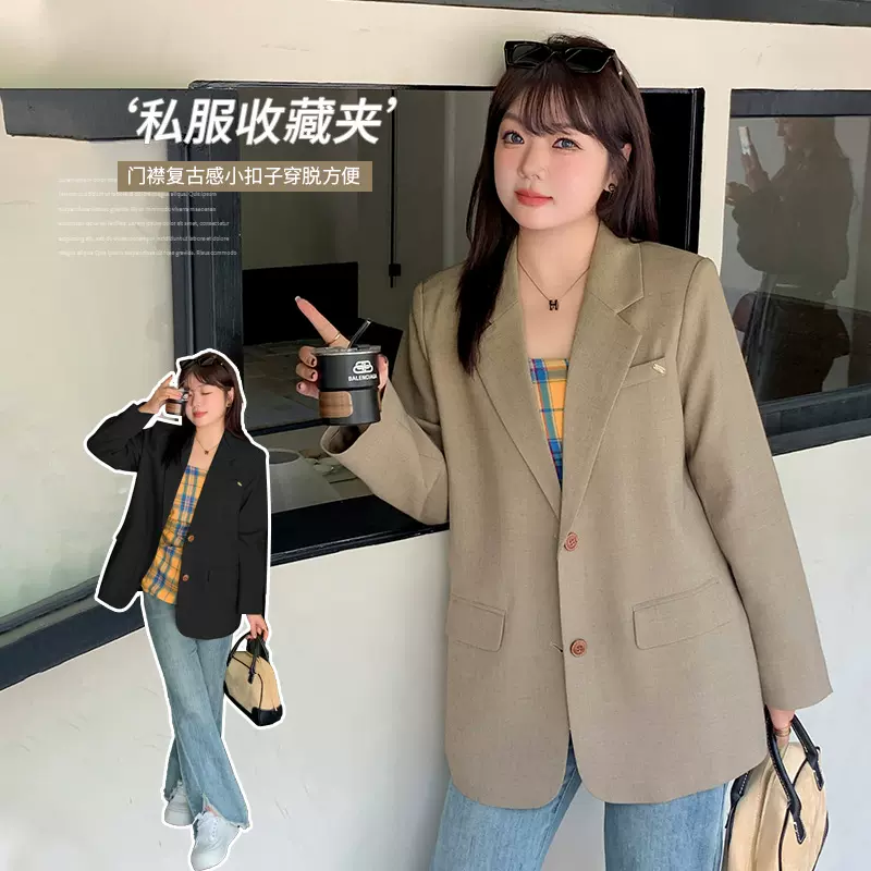 西装外套女秋季新款休闲200斤胖妹妹高级感炸街西服321681