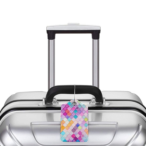 Fashionable color printed luggage tag, suitcase tag, boarding pass, leather ID card holder