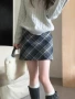 梨形秋冬高腰格子半身裙