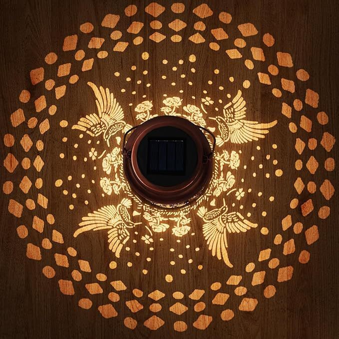 Amazon explotó fotos para probar linternas impermeables lámparas de hierro forjado lámparas de caballo jardín al aire libre colibríes lámparas de patio solar