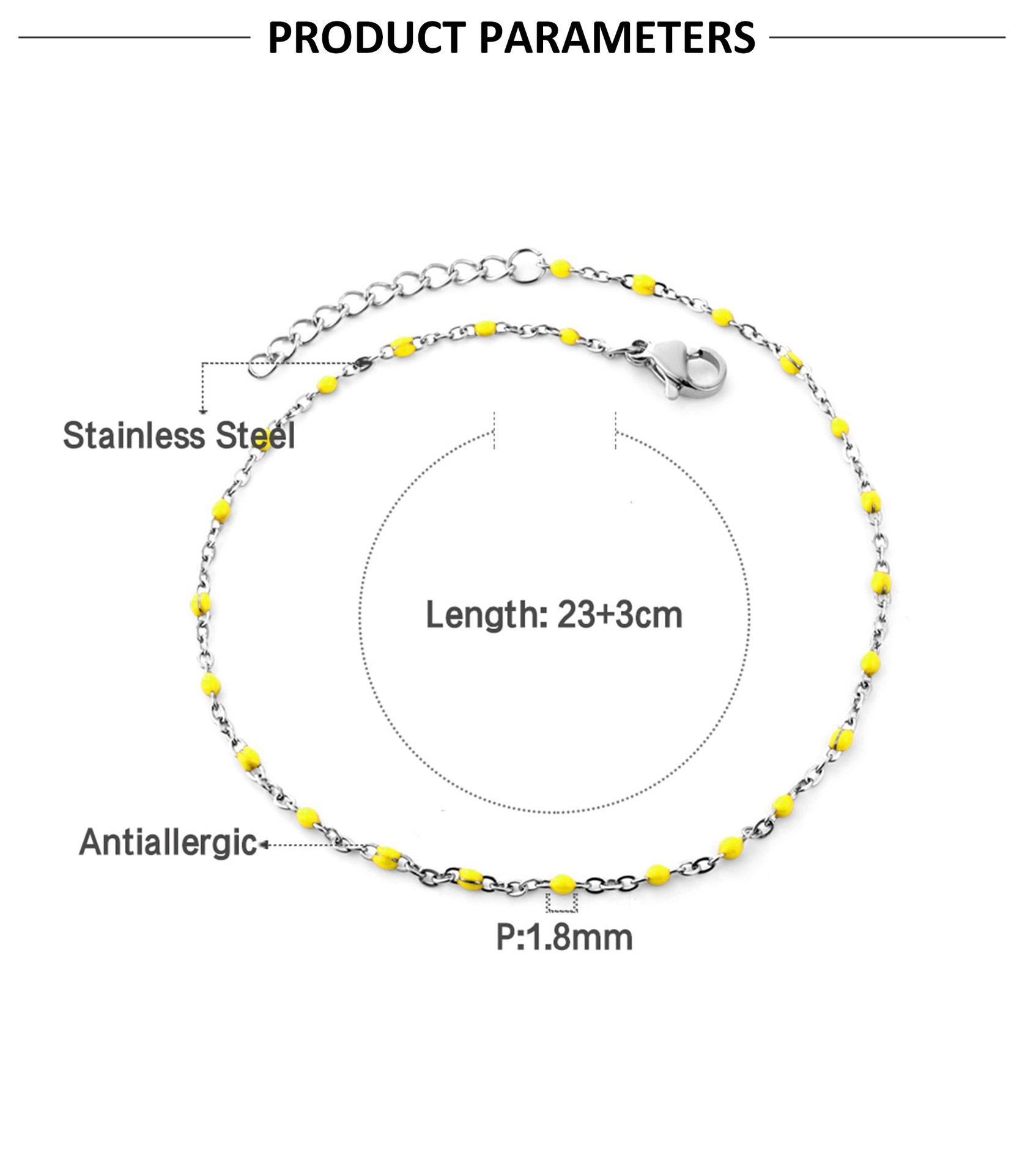 Fashion Round Stainless Steel Womenu0027S Anklet 1 Piece