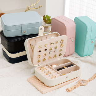 Cross-border simple portable jewelry box travel jewelry storage bracelet jewelry earrings storage jewelry box in stock wholesale