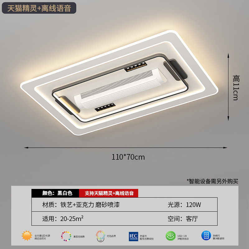 Espectro completo blanco y negro lámpara de sala de estar rectangular 110 * 70cm - Tmall + fuera de línea